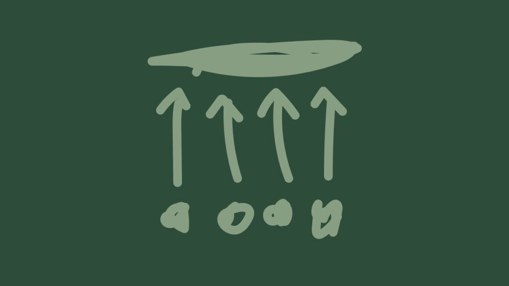 A handdrawn group of circles, with arrows pointing to a cloud above, representing our worship of God.